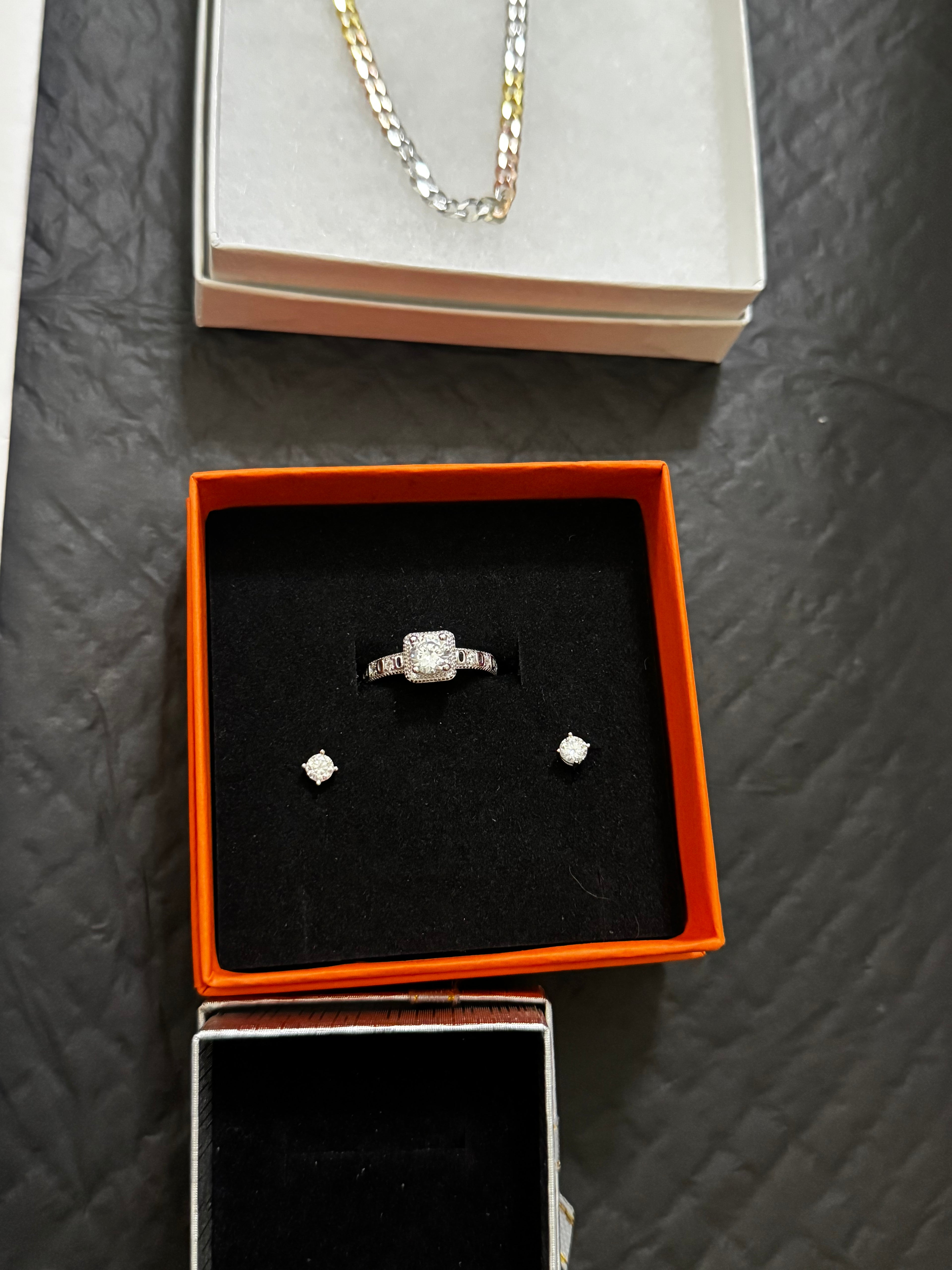 Cz 925s Ring and Moissanite Earings Combo